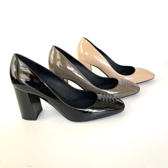 Bottega Veneta 430391 Patent Leather Cherbourg Pumps, Black, Tan or Gray - Picture 3 of 13